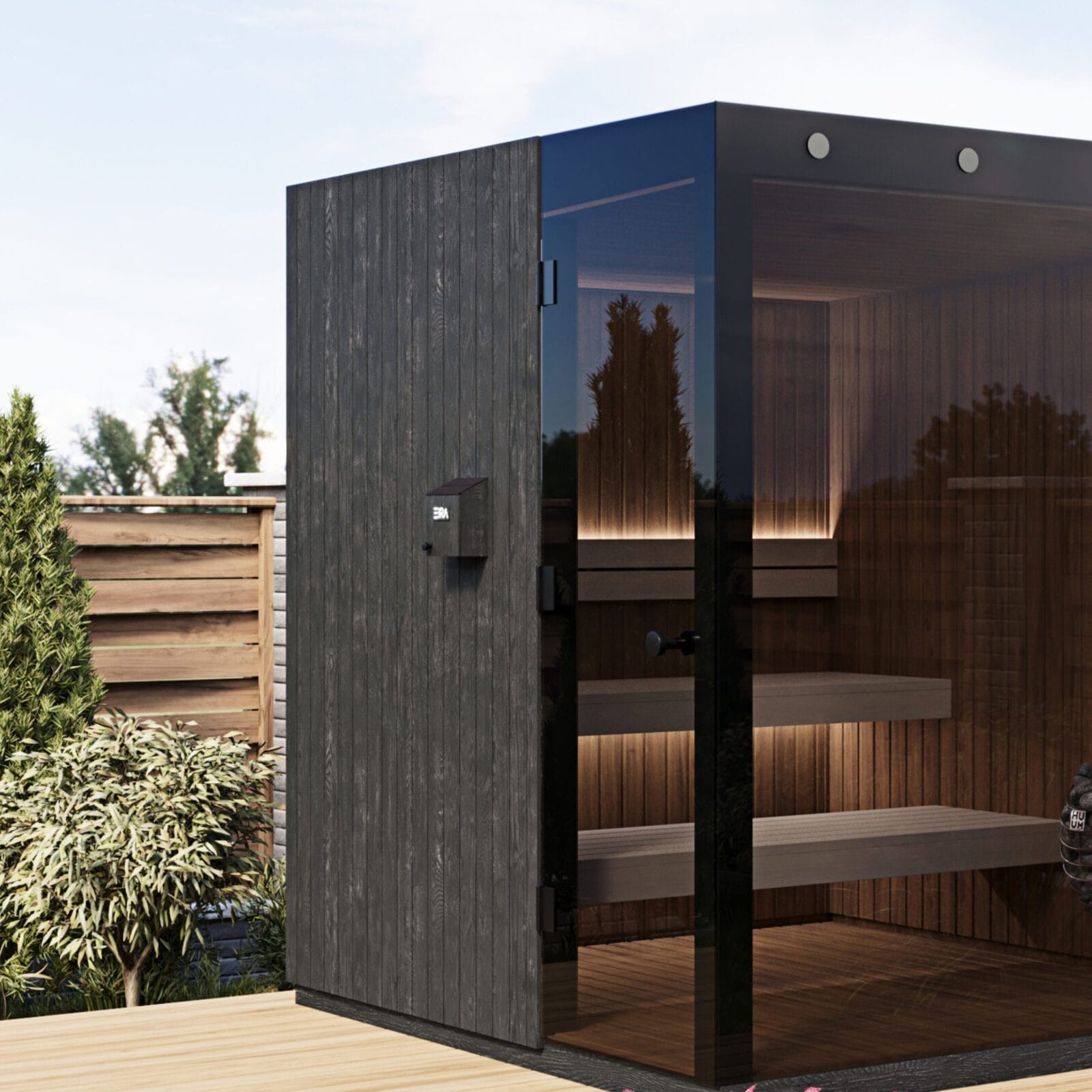 EIRA Signature sauna door on left