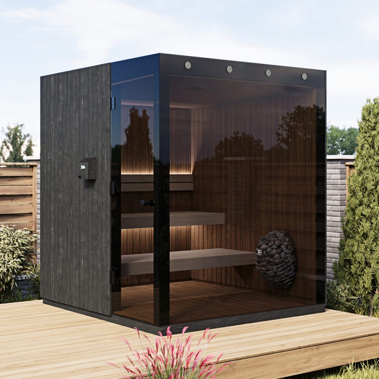 EIRA signature sauna, smoked glass