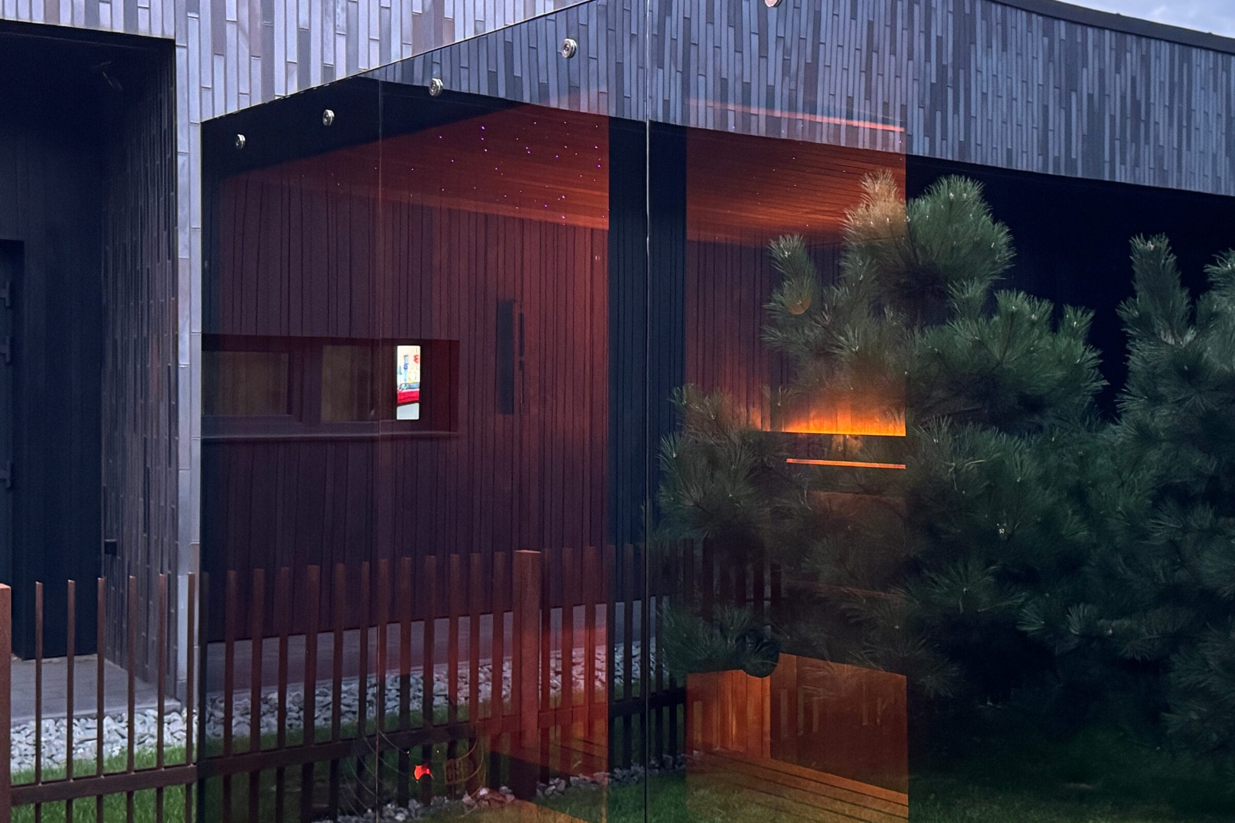 Stunning full glass front on our Signature Sauna.