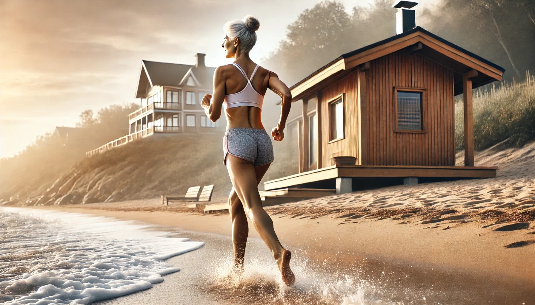 Fit woman running on the beach